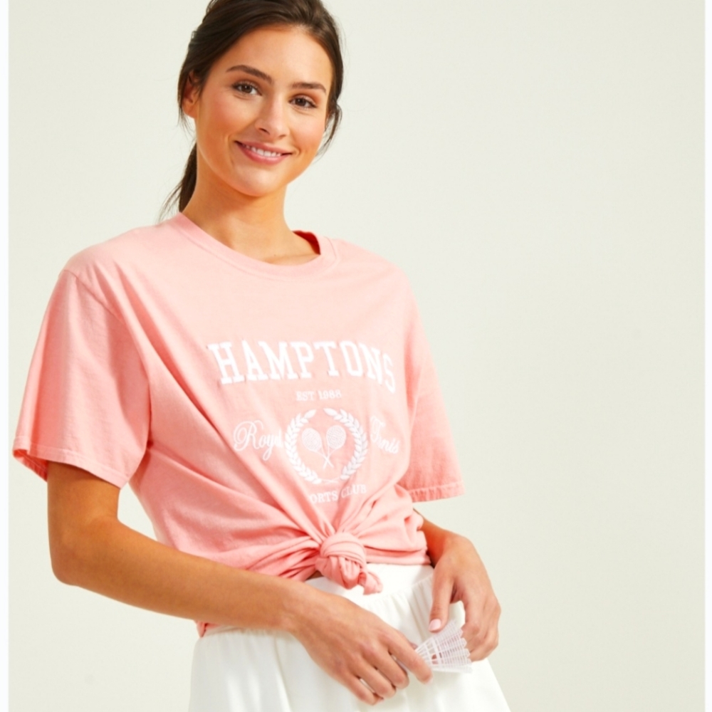 Altar'd State, Revival HamptonsTennis Tee,   Coral Pink, Size L/XL